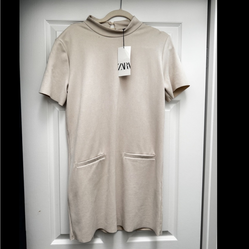 Zara Cream Midi Dress with Pockets - Picture 1 of 7